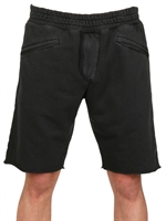 PIERRE BALMAIN - RAW CUT WASHED COTTON FLEECE SHORTS - BLACK