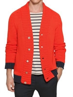 ICEBERG - CARDIGAN IN COTONE CON PROFILI A CONTRASTO - ARANCIONE