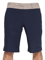 ICEBERG - TWO TONE STRETCH COTTON POPLIN SHORTS - NAVY/BEIGE