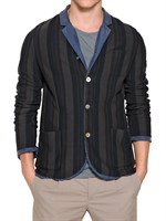 ICEBERG - BLAZER A RIGHE IN CREPE DI COTONE - BLU/VERDE
