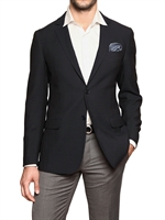 SALVATORE FERRAGAMO - BLAZER DUE BOTTONI IN PIQUET DI LANA - BLU SCURO