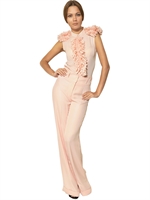 FRANCESCO SCOGNAMIGLIO - RUFFLED SILK GEORGETTE SHIRT - PINK