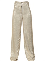 FRANCESCO SCOGNAMIGLIO - SEQUINED VISCOSE CREPE TROUSERS - GOLD