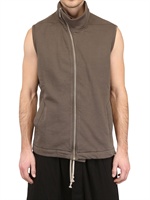 RICK OWENS - GILET SENZA MANICHE IN FELPA DI COTONE DISTRESSED - DNA DUST