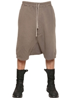 RICK OWENS - COTTON FLEECE JOGGING LOW CROTCH SHORTS - DNA DUST