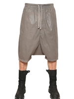 RICK OWENS - WAXED COTTON POPLIN LOW CROTCH SHORTS - DNA DUST
