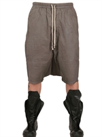 RICK OWENS - WAXED COTTON POPLIN LOW CROTCH SHORTS - DARK DUST