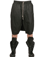 RICK OWENS - WAXED COTTON POPLIN LOW CROTCH SHORTS - BLACK