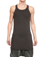 RICK OWENS - TANK TOP IN JERSEY DI COTONE A COSTINE - POLVERE