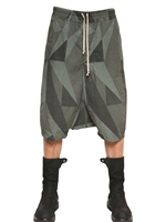 RICK OWENS - SHORTS IN TELA DI COTONE CAMOUFLAGE - MIMETICO