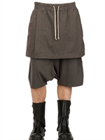 RICK OWENS - COTTON POPLIN SKIRT AND JERSEY SHORTS - DARK DUST