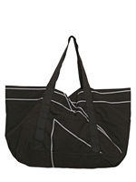 RICK OWENS - GROSGRAIN STRIPED CANVAS BEACH BAG - BLACK