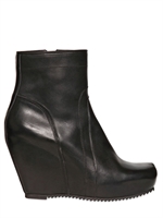 RICK OWENS - 100MM WEDGE LEATHER BOOTS - BLACK