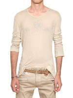 BALMAIN - T-SHIRT MANICHE LUNGHE IN JERSEY A COSTINE - BEIGE