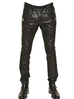 BALMAIN - 17CM LEATHER JEANS WITH WOVEN INSERTS - BLACK