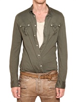 BALMAIN - MILITÄRHEMD AUS BAUMWOLLJERSEY - KHAKI