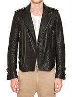 BALMAIN - HAMMERED LEATHER BIKER JACKET - BLACK
