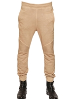 BALMAIN - WASHED COTTON FLEECE BIKER JOGGING PANTS - BEIGE