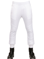 BALMAIN - WASHED COTTON FLEECE BIKER JOGGING PANTS - WHITE