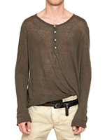 BALMAIN - LEINEN JERSEY SERAFINO T-SHIRT - KHAKI