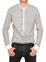 BALMAIN - GESTREIFTES BAUMWOLLHEMD - SCHWARZ/WEIß