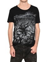 BALMAIN - T-SHIRT AUS BAUMWOLLJERSEY MIT ELEPHANTENDRUCK - ANTHRAZIT
