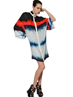 JEAN-PIERRE BRAGANZA - BEDRUCKTES KLEID AUS KREPP UND SEIDENSATIN - MULTI
