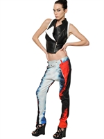 JEAN-PIERRE BRAGANZA - TWO TONE SMOOTH LEATHER VEST - BLACK/WHITE