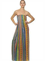 MSGM - PRINTED SILK CHIFFON LONG DRESS - MULTI