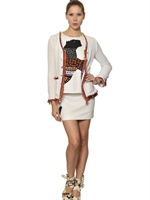 MSGM - COTTON SPONGE JACKET WITH FRINGING - WHITE