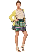 MSGM - COTTON SPONGE JACKET WITH FRINGING - YELLOW