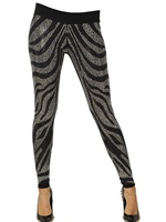 PHILIPP PLEIN - CRYSTALS ON COTTON JERSEY LEGGINGS - BLACK/SILVER