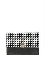 PROENZA SCHOULER - POCHETTE PICCOLA IN PELLE STAMPA TRIANGOLI - BIANCO/NERO