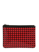 PROENZA SCHOULER - BUSTA MEDIA IN PELLE STAMPA TRIANGOLI - ROSSO/NERO