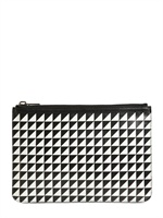 PROENZA SCHOULER - BUSTA MEDIA IN PELLE STAMPA TRIANGOLI - BIANCO/NERO