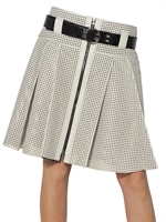 PROENZA SCHOULER - GONNA A PIEGHE IN NAPPA PERFORATA - BIANCO