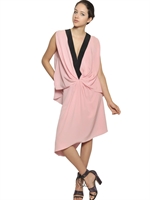 VIONNET - ZWEIFARBIGES KLEID AUS CREPE DE CHINE - ROSA/SCHWARZ