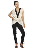 VIONNET - DOPPELTES TOP AUS STRETCH-SEIDENGEORGETTE - WEIß/SCHWARZ