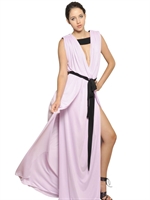 VIONNET - MIXED VISCOSE SILK JERSEY LONG DRESS - PINK/BLACK