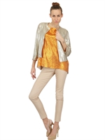 DROME - GIACCA IN PELLE METALLIZZATA TAGLIO LASER - ORO