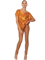 DROME - TOP IN NAPPA METALLIZZATA TAGLIO LASER - ARANCIONE