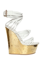 EMILIO PUCCI - ZEPPE IN PELLE E SUGHERO SPALMATO ORO 150MM - BIANCO