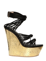 EMILIO PUCCI - ZEPPE IN PELLE E SUGHERO SPALMATO ORO 150MM - NERO