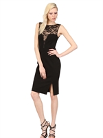 EMILIO PUCCI - KLEID AUS SPITZE AUF VISKOSE PUNTO MILANO - SCHWARZ