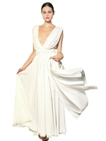 MSGM - TECHNO GEORGETTE LONG DRESS - WHITE