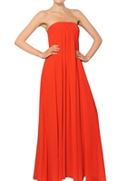 MSGM - TECHNO GEORGETTE LONG DRESS - CORAL