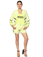 MSGM - FRINGED COTTON TWEED JACKET - WHITE/YELLOW