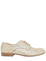MAISON MARTIN MARGIELA - SCARPE STRINGATE IN TELA DI COTONE GLITTER 10MM - PLATINO