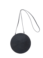 MAISON MARTIN MARGIELA - LARGE ROUND LEATHER SHOULDER BAG - BLACK