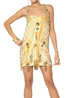 VERSACE - BESTICKTES KLEID AUS CREPE DE CHINE - OFF WEISS